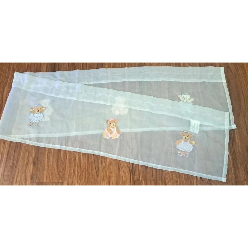 Girl Teddy Bear Valance Sheer White Kids Bedroom Princess 90x14